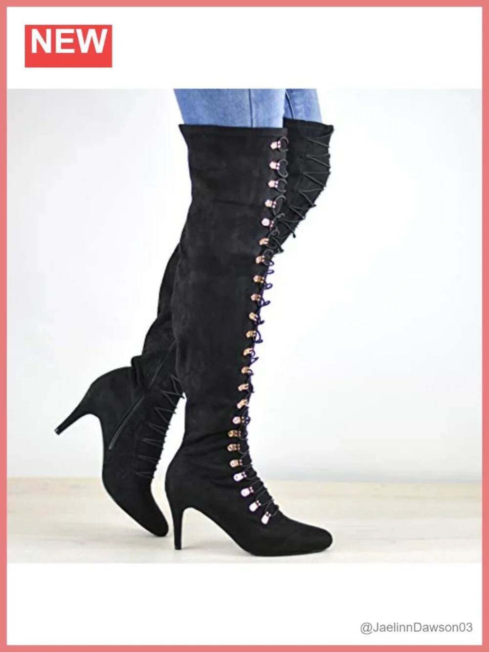 Faux Leather Over-The-Knee Boots with Rhinestone Embellishments